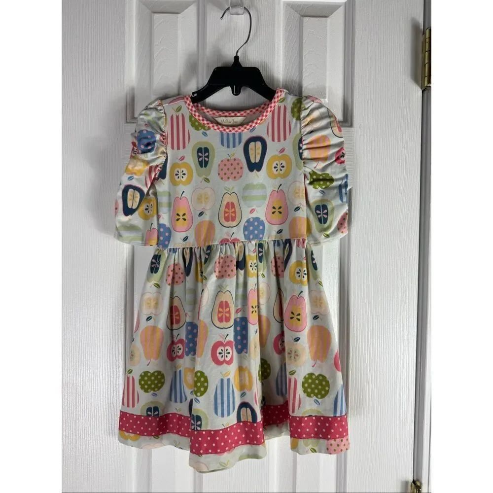 Matilda Jane Girls Apple Fruit Puff Sleeve Dress Size 4y